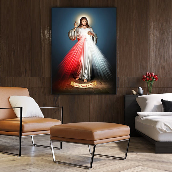 Wall Art 70cmx100cm Jesus Divine Mercy I Trust In You Black Frame Canvas - RnR Galore