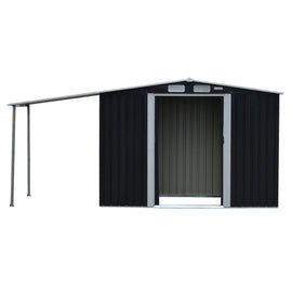 Wallaroo 4x8ft Zinc Steel Garden Shed with Open Storage - Black - RnR Galore