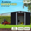Wallaroo 4x8ft Zinc Steel Garden Shed with Open Storage - Black - RnR Galore