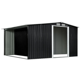 Wallaroo Garden Shed with Semi - Close Storage 6*8FT - Black - RnR Galore