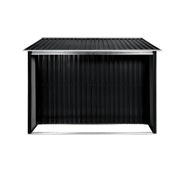 Wallaroo Garden Shed with Semi - Close Storage 6*8FT - Black - RnR Galore