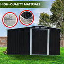 Wallaroo Garden Shed with Semi - Close Storage 6*8FT - Black - RnR Galore