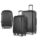 Wanderlite Luggage Set 3pc 20" 24" 28" Suitcase Hardcase Trolley Travel Black - RnR Galore