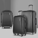 Wanderlite Luggage Set 3pc 20" 24" 28" Suitcase Hardcase Trolley Travel Black - RnR Galore