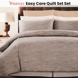 Weaves Coffee Easy Care Quilt Cover Set Double - RnR Galore