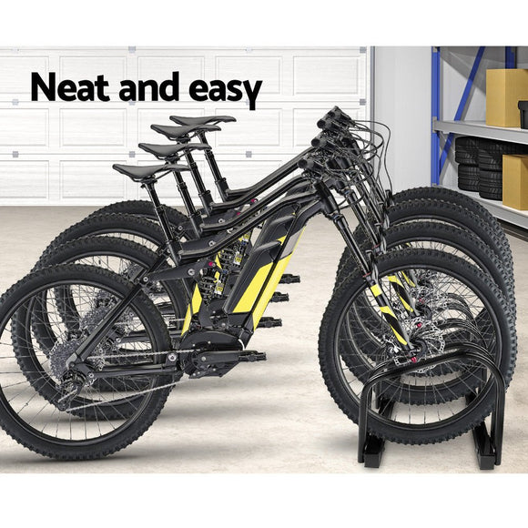 Weisshorn 4 Bike Stand Rack Bicycle Storage Floor Parking Holder Cycling Black - RnR Galore