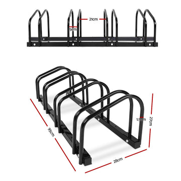Weisshorn 4 Bike Stand Rack Bicycle Storage Floor Parking Holder Cycling Black - RnR Galore