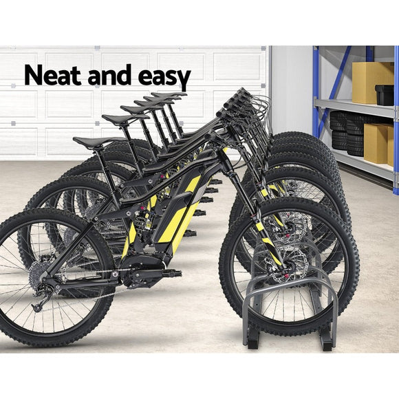 Weisshorn 6 Bike Stand Rack Bicycle Storage Floor Parking Holder Cycling Silver - RnR Galore