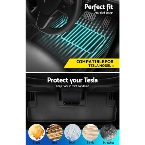 Weisshorn Car Rubber Floor Mats for Tesla Model 3 Trunk Toolbox Cargo Mat Carpet - RnR Galore