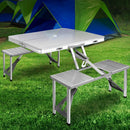 Weisshorn Folding Camping Table Outdoor Picnic BBQ With 2 Bench Chairs Set - RnR Galore