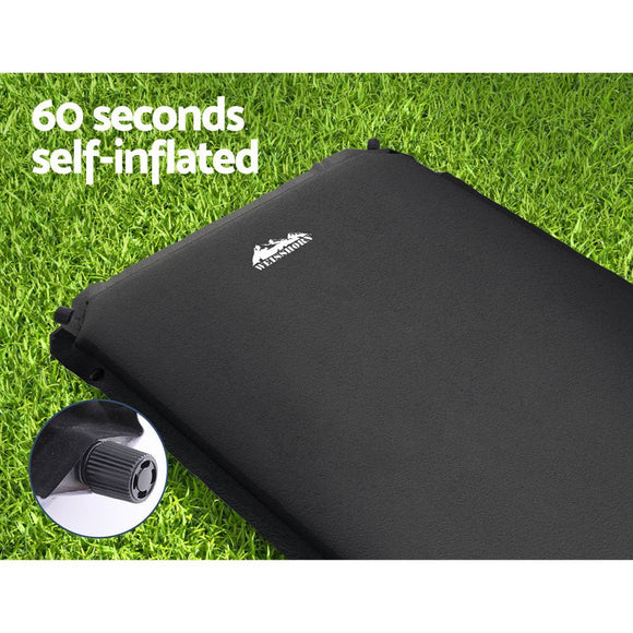 Weisshorn Self Inflating Mattress Camping Sleeping Mat Air Bed Pad Single Black - RnR Galore