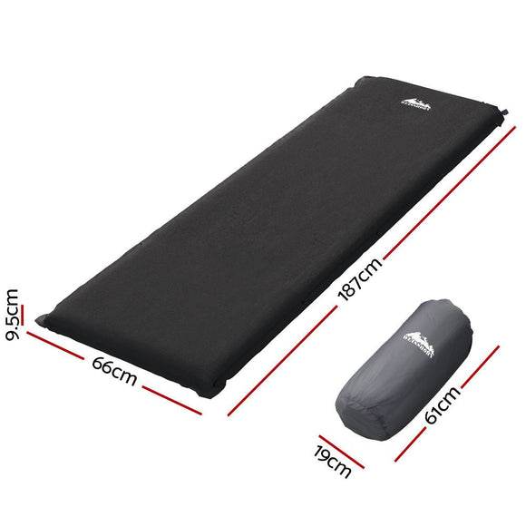 Weisshorn Self Inflating Mattress Camping Sleeping Mat Air Bed Pad Single Black - RnR Galore