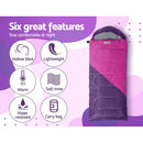Weisshorn Sleeping Bag Kids Single 172cm Thermal Camping Hiking Pink - RnR Galore