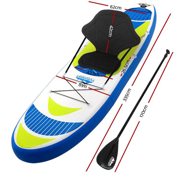 Weisshorn Stand Up Paddle Board 11ft Inflatable SUP Surfboard Paddleboard Kayak Surf Yellow - RnR Galore