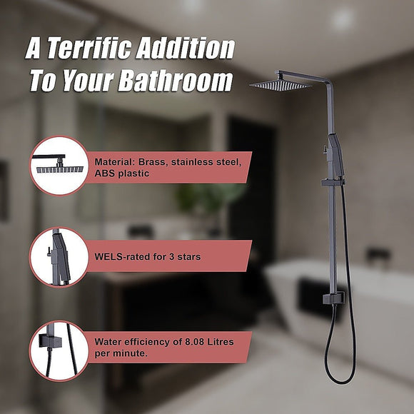 WELS 8" Rain Shower Head Set Square Dual Heads Faucet High Pressure Hand Held - RnR Galore