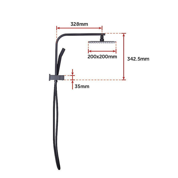 WELS 8" Rain Shower Head Set Square Dual Heads Faucet High Pressure With Mixer - RnR Galore