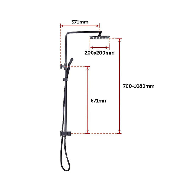 WELS 8" Rain Shower Head Set Square Dual Heads Faucet High Pressure With Mixer - RnR Galore