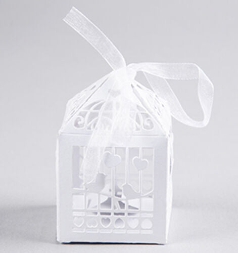 White Dove Bird Heart Wedding Bomboniere Favor Lolly Gift Card Box - 10 Pack - RnR Galore