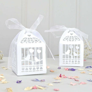 White Dove Bird Heart Wedding Bomboniere Favor Lolly Gift Card Box - 10 Pack - RnR Galore