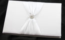 White Wedding Guest Book Register with Silver Pen Matching Stand Set 36 Lined Pages - White Sach Diamante Cover - RnR Galore