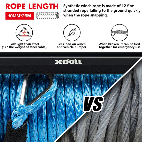 X - BULL 12000LBS Electric Winch 12V 4x4 synthetic rope 4WD Car with winch mounting plate - RnR Galore