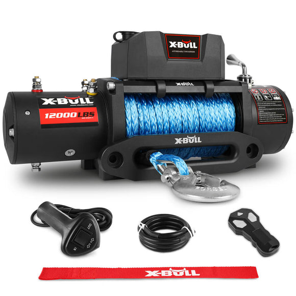 X - BULL 12V Electric Winch 12000LBS synthetic rope 4wd Jeep with winch cover - RnR Galore