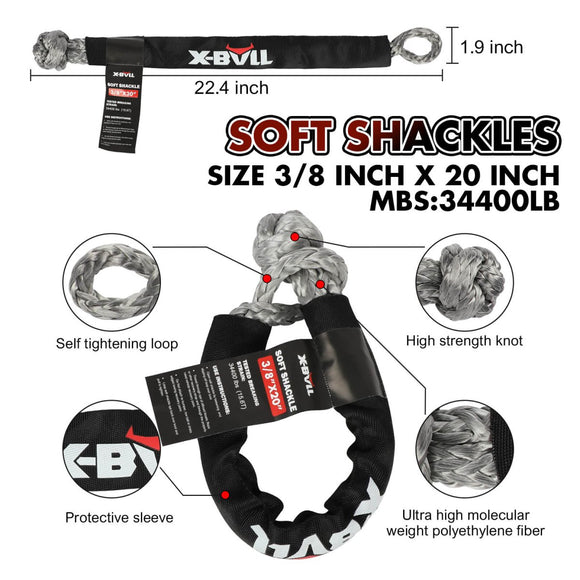 X - BULL 4WD Recovery Kit Kinetic Recovery Rope With 14500LBS Electric Winch 12V Winch 4WD 4X4 Offroad - RnR Galore