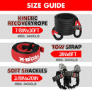 X - BULL 4WD Recovery Kit Kinetic Recovery Rope With 14500LBS Electric Winch 12V Winch 4WD 4X4 Offroad - RnR Galore