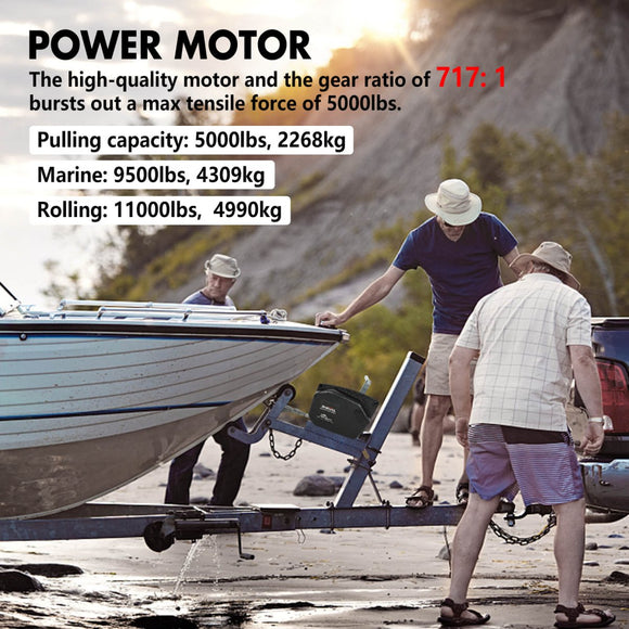 X - BULL 5000LBS Electric Boat Winch 12V Portable Detachable Marine Ship Trailer Winch - RnR Galore