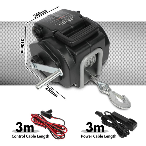 X - BULL Electric Boat Winch 12V 6500LBS Portable Detachable Steel Cable Marine Ship 3000KG 4WD - RnR Galore