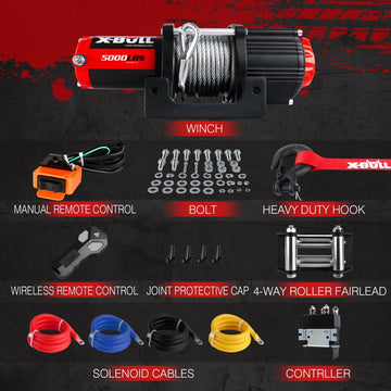 X - BULL Electric Winch 12V 5000LBS Wireless 15.2M Steel Cable ATV UTV 4WD Boat - RnR Galore