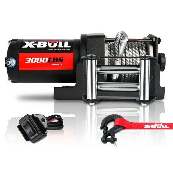 X - BULL Electric Winch 3000lbs/1360kg Wireless 12V Steel Cable ATV 4WD BOAT 4X4 - RnR Galore