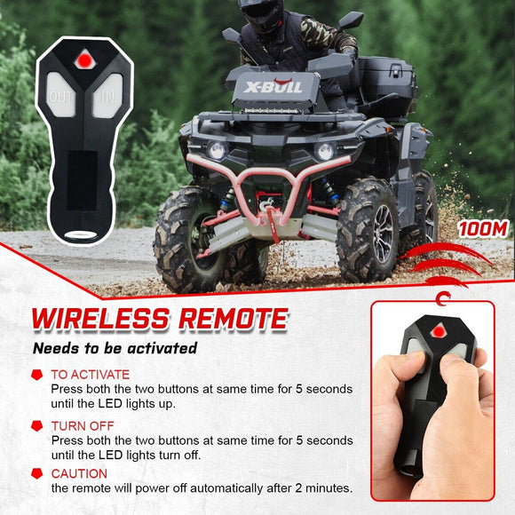 X - BULL Electric Winch 5000LBS 12V 15.2M Synthetic Rope Wireless ATV UTV 4WD Boat - RnR Galore