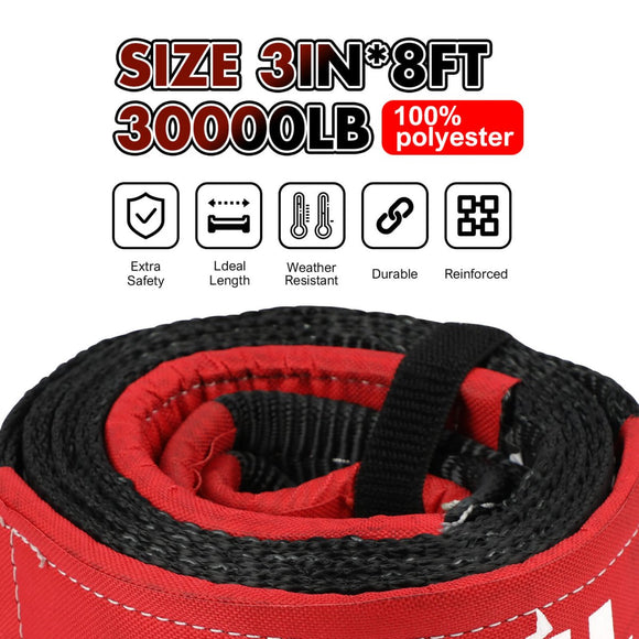 X - BULL Recovery Kit Kinetic Recovery Rope With Hitch Receiver 5T Recovery Receiver - RnR Galore