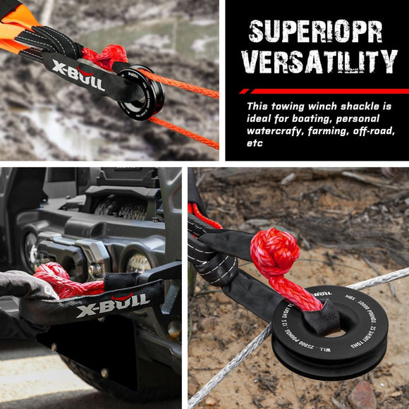 X - BULL Recovery Ring Soft Shackle Kit Snatch Block Pulley Rope Snatch Ring 4WD - RnR Galore