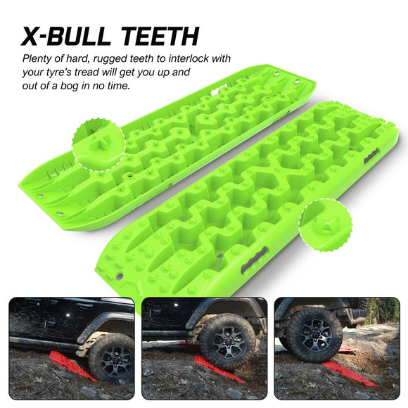 X - BULL Recovery tracks kit Boards Sand Mud Trucks 6pcs strap mounting 4x4 Sand Snow Car green GEN3.0 - RnR Galore