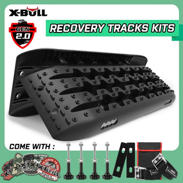 X - BULL Recovery tracks Sand Trucks Offroad With 4PCS Mounting Pins 4WDGen 2.0 - Black - RnR Galore