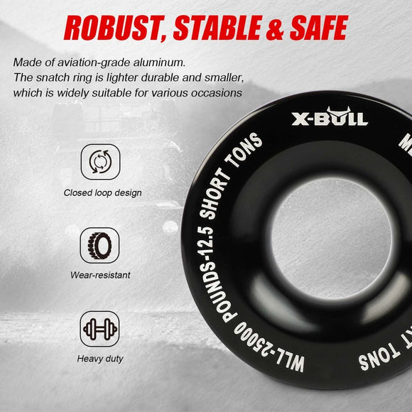 X - BULL Soft Shackle Synthetic Rope Recovery Snatch Ring /Recovery Hitch Receiver - RnR Galore