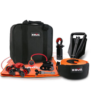 X - BULL Winch Recovery Kit 11PCS 4WD 4x4 Pack Off Road Snatch Strap Essential - RnR Galore