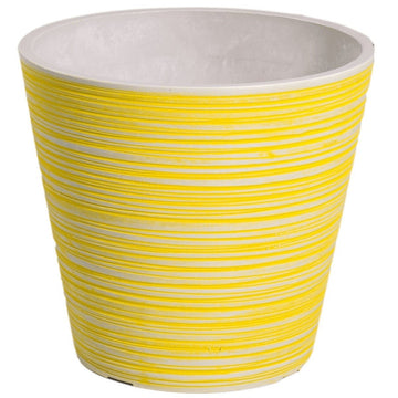 Yellow and White Engraved Pot 17cm - RnR Galore