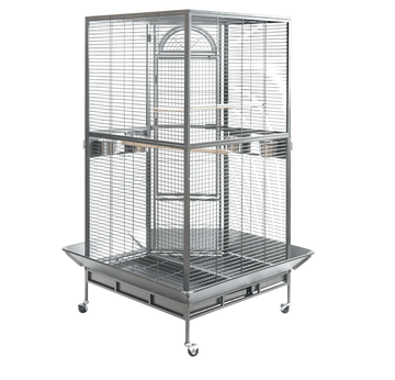 YES4PETS 161 cm XL Corner Bird Cage Pet Parrot Aviary Perch Castor Wheel Stand Black Silver - RnR Galore