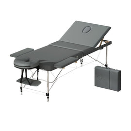 Zenses Massage Table 55cm 2 Fold Aluminium Massage Bed Portable Beauty Therapy Grey - RnR Galore