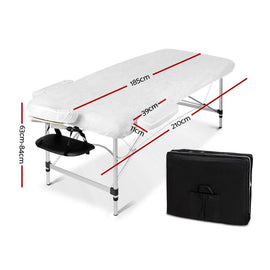 Zenses Massage Table 70cm 2 Fold Aluminium Massage Bed Portable Beauty Therapy Black - RnR Galore