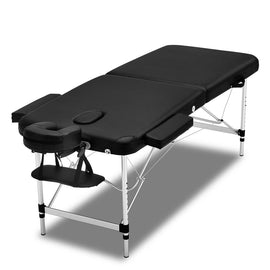 Zenses Massage Table 70cm 2 Fold Aluminium Massage Bed Portable Beauty Therapy Black - RnR Galore