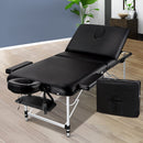 Zenses Massage Table 70cm 3 Fold Aluminium Beauty Bed Portable Therapy Black - RnR Galore