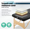 Zenses Massage Table 70cm 3 Fold Wooden Portable Beauty Therapy Bed Waxing Black - RnR Galore