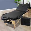 Zenses Massage Table 70cm 3 Fold Wooden Portable Beauty Therapy Bed Waxing Black - RnR Galore