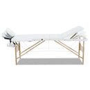 Zenses Massage Table 70cm 3 Fold Wooden Portable Beauty Therapy Bed Waxing White - RnR Galore