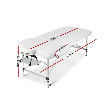 Zenses Massage Table 75cm 2 Fold Aluminium Massage Bed Portable Beauty Therapy White - RnR Galore