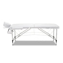 Zenses Massage Table 75cm 2 Fold Aluminium Massage Bed Portable Beauty Therapy White - RnR Galore